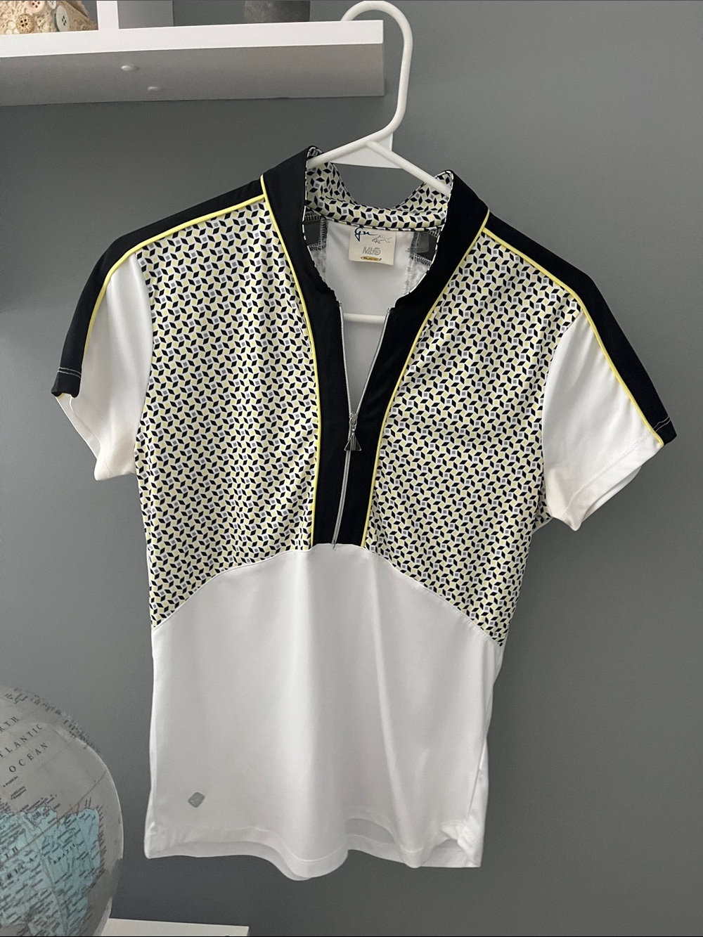 Greg Norman Golf Polo Shirt - Active Top in White, Black, Grey, and Yellow